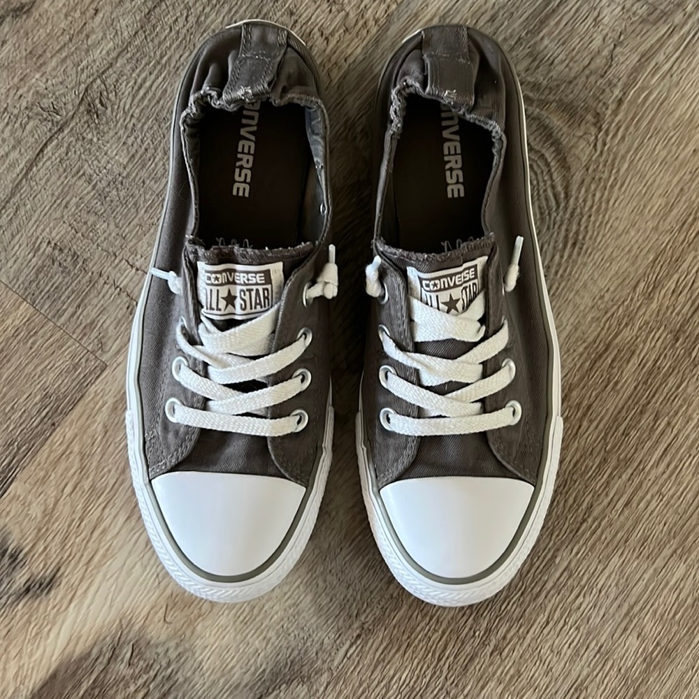 Converse all star slip on shoes, size 7.5 gray/white women’s shoes